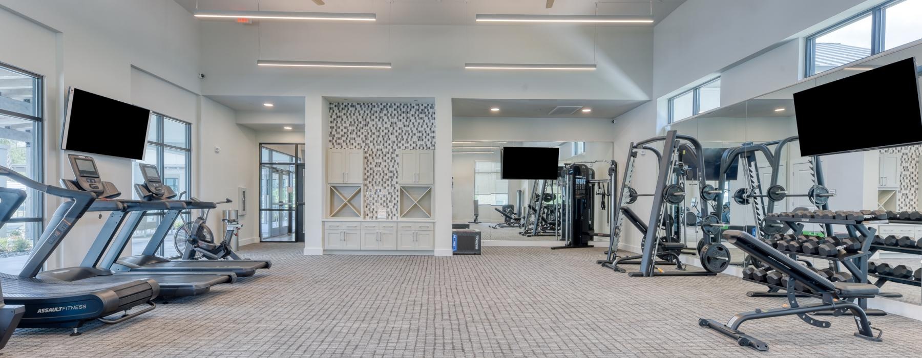 gym with treadmills